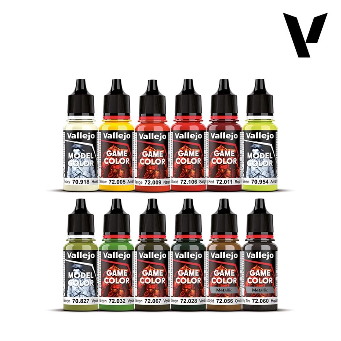 Vallejo 72203 12x18 ml. ve 1x Figür, Fantasy, Game Color Serisi Model Boyası Seti