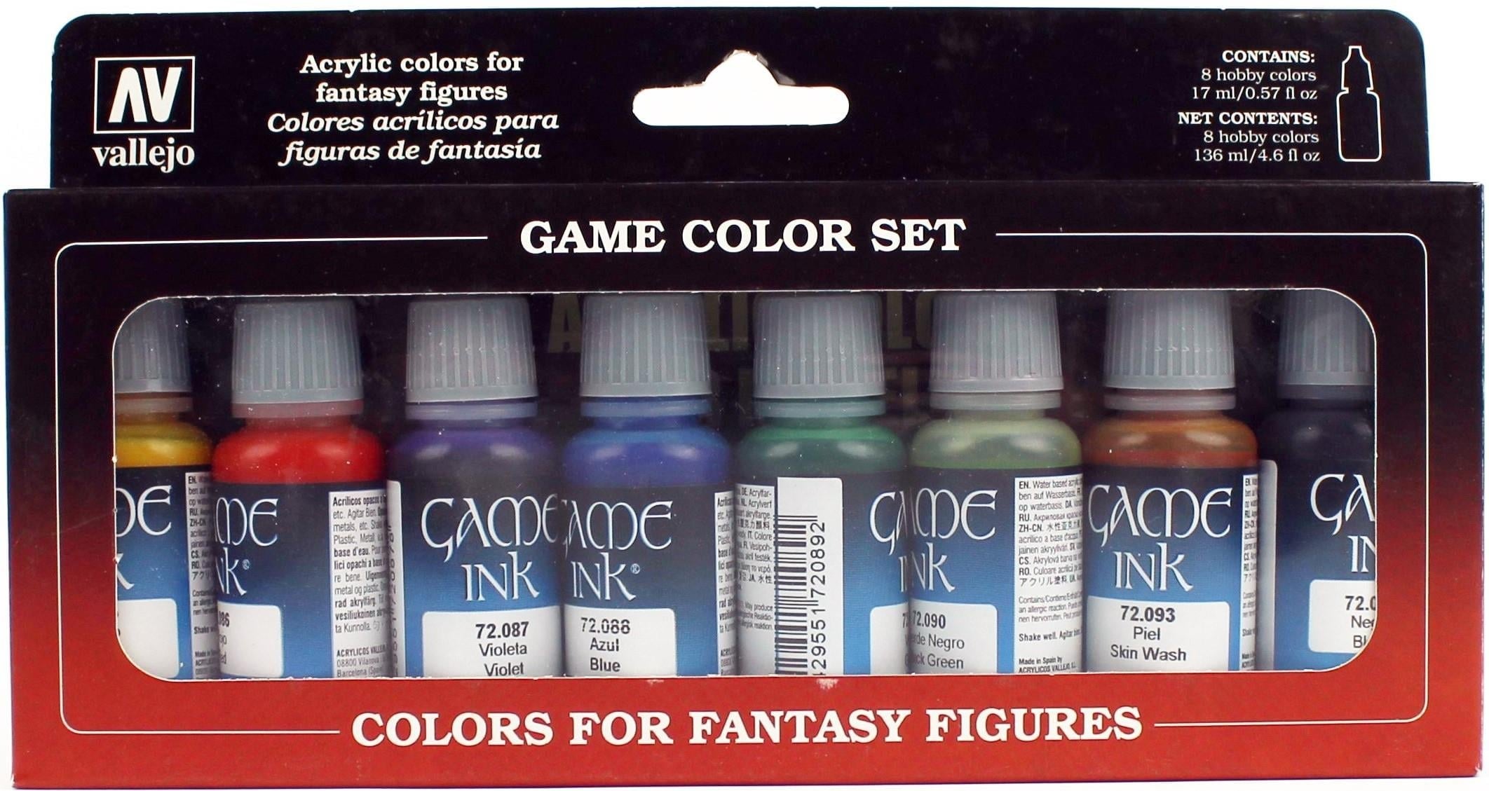 Vallejo 72296 8x18 ml. Game Inks, Game Color Serisi Model Boyası Seti