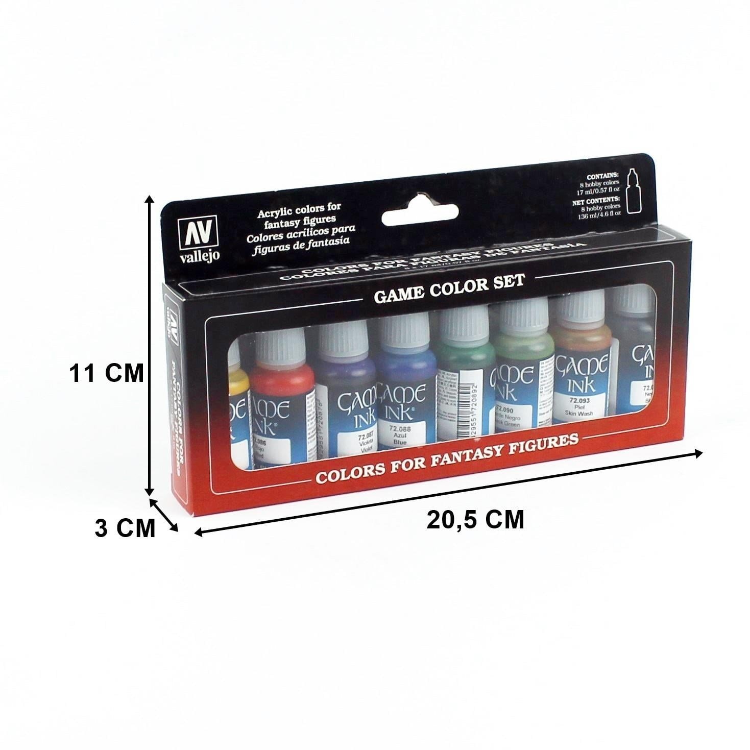 Vallejo 72296 8x18 ml. Game Inks, Game Color Serisi Model Boyası Seti