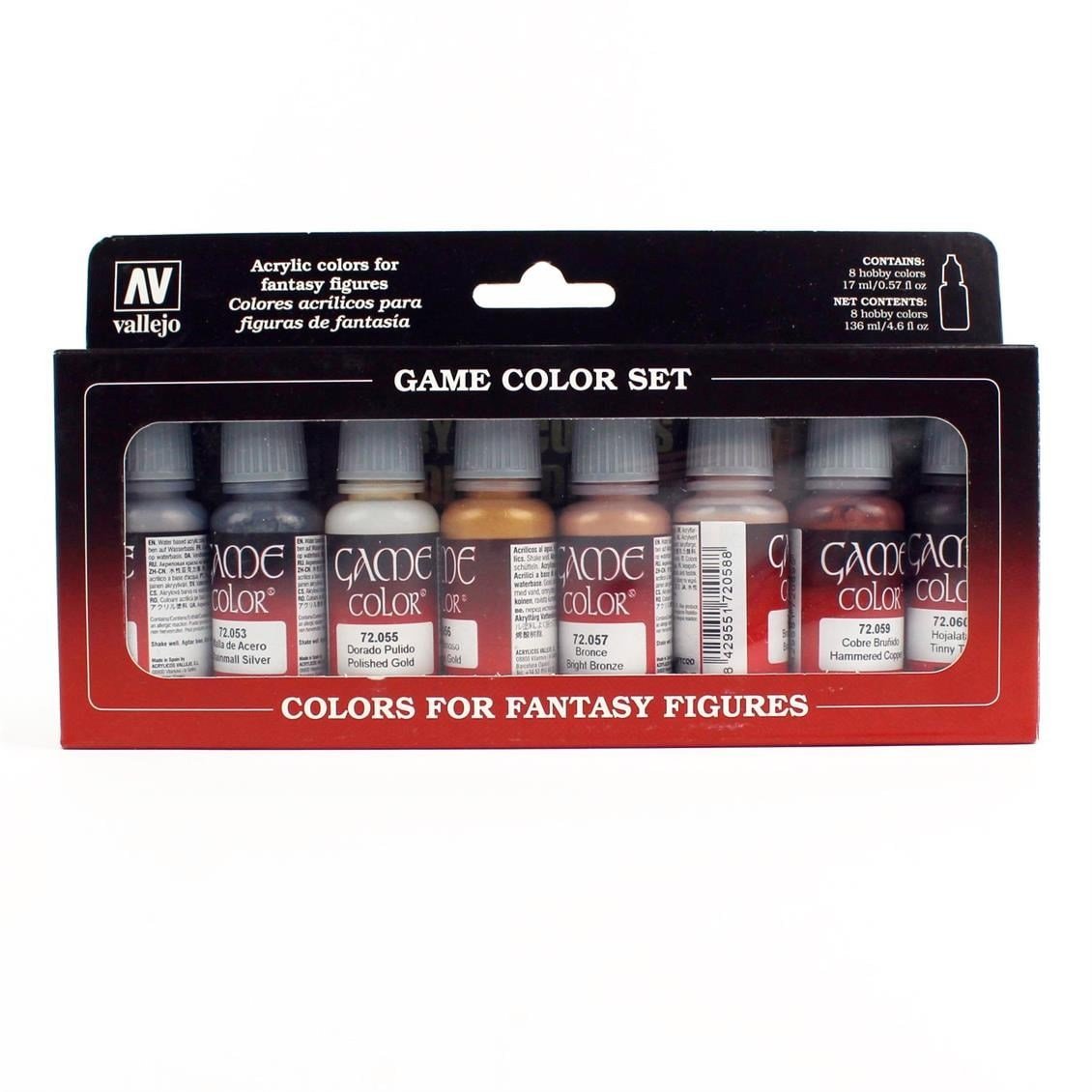 Vallejo 72303 8x18 ml. Metallic Colors, Game Color Serisi Model Boyası Seti