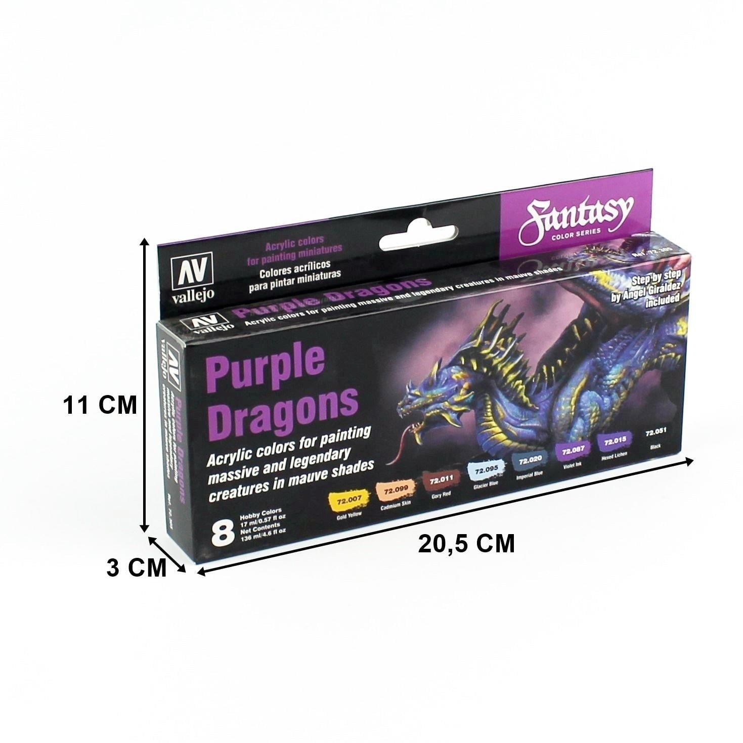 Vallejo 72305 8x18 ml. Purple Dragons by Angel Giraldez, Game Color Serisi Model Boyası Seti