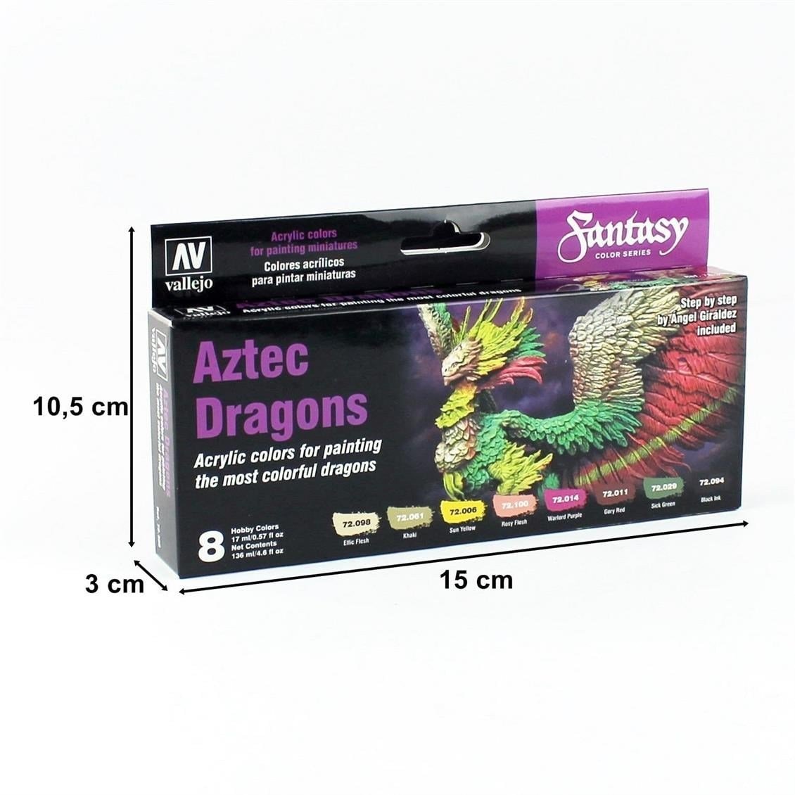 Vallejo 72306 8x18 ml. Aztec Dragons, by Angel Giraldez, Game Color Serisi Model Boyası Seti