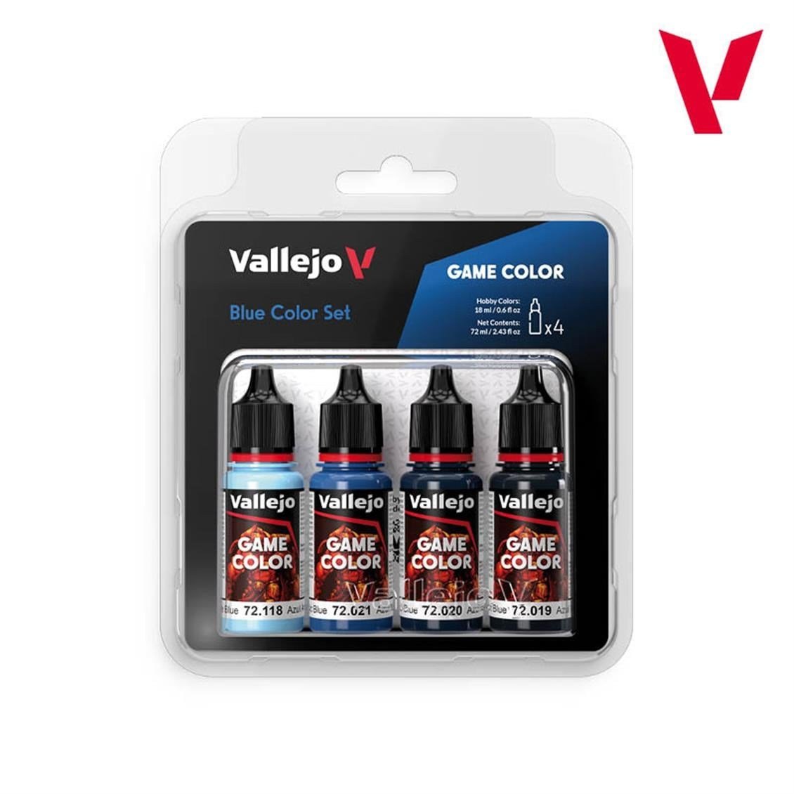 Vallejo 72376 4x18 ml. Blue Color, Game Color Serisi Model Boyası Seti