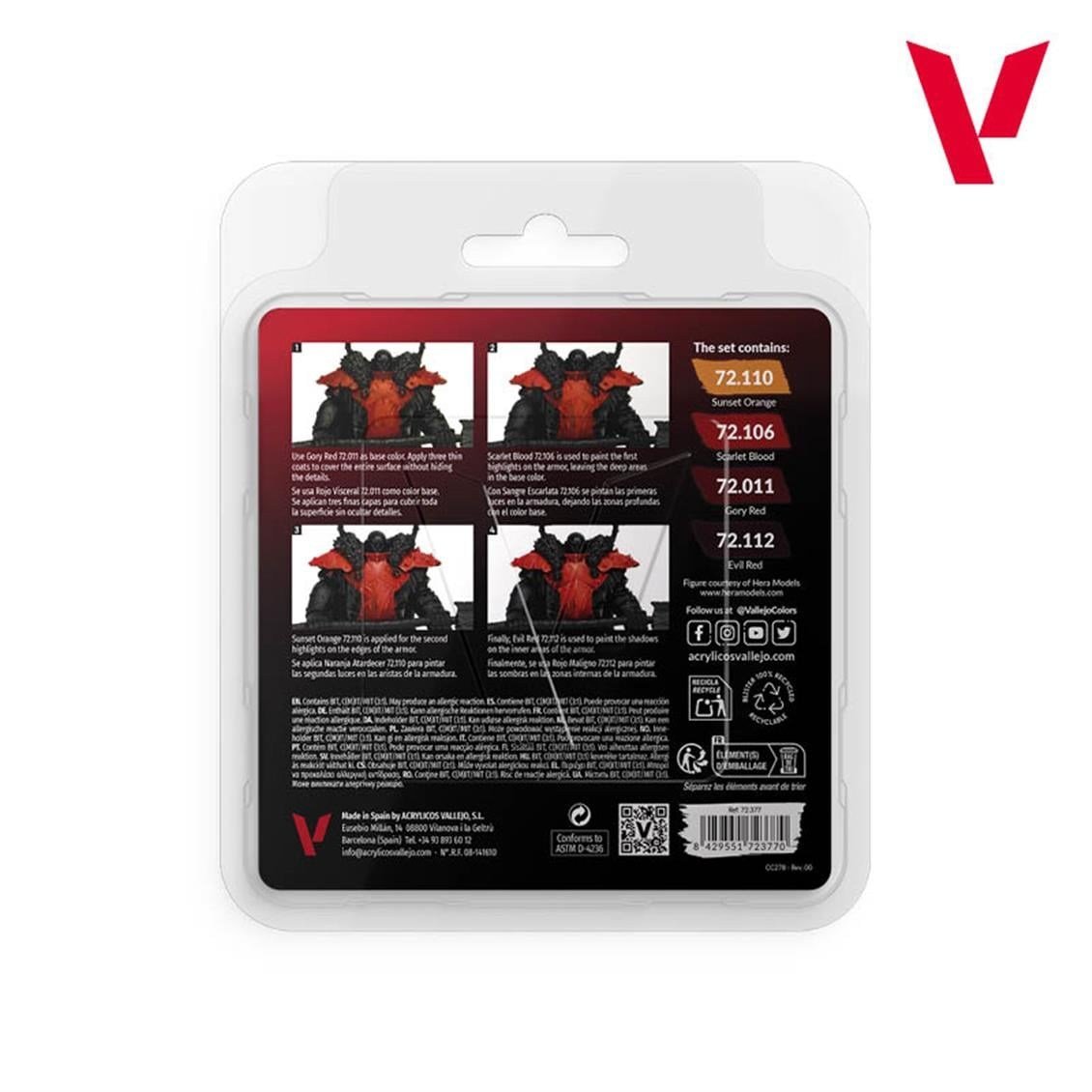 Vallejo 72377 4x18 ml. Red Color, Game Color Serisi Model Boyası Seti
