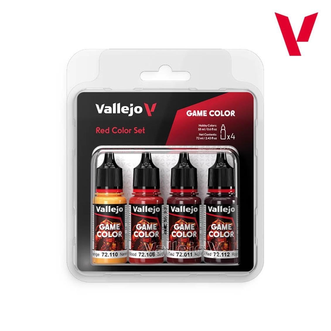 Vallejo 72377 4x18 ml. Red Color, Game Color Serisi Model Boyası Seti