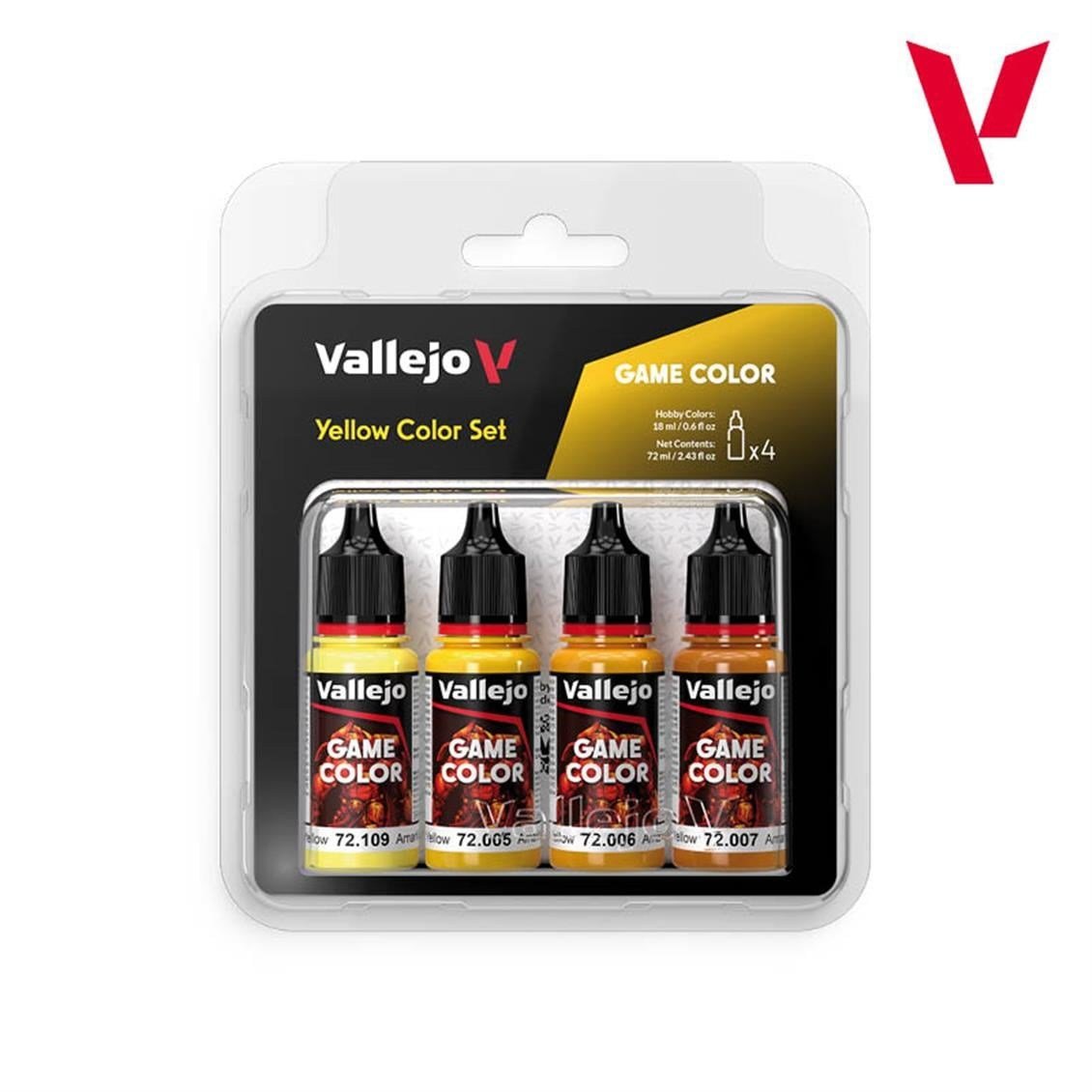 Vallejo 72378 4x18 ml. Yellow Color, Game Color Serisi Model Boyası Seti