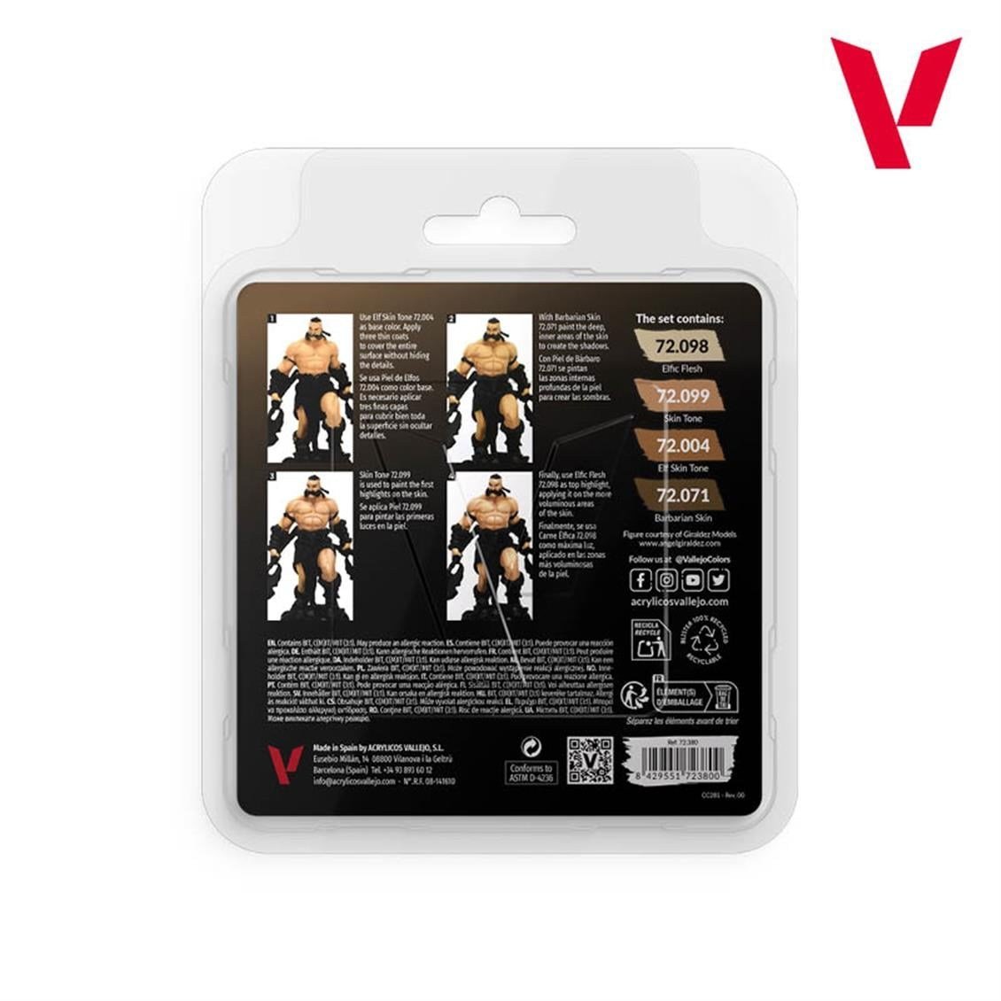 Vallejo 72380 4x18 ml. Tanned Skin, Game Color Serisi Model Boyası Seti