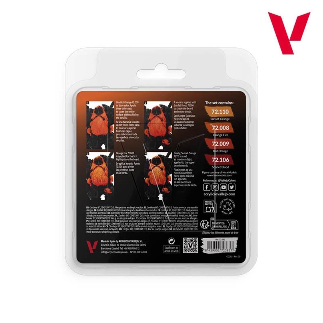 Vallejo 72381 4x18 ml. Orange Color, Game Color Serisi Model Boyası Seti
