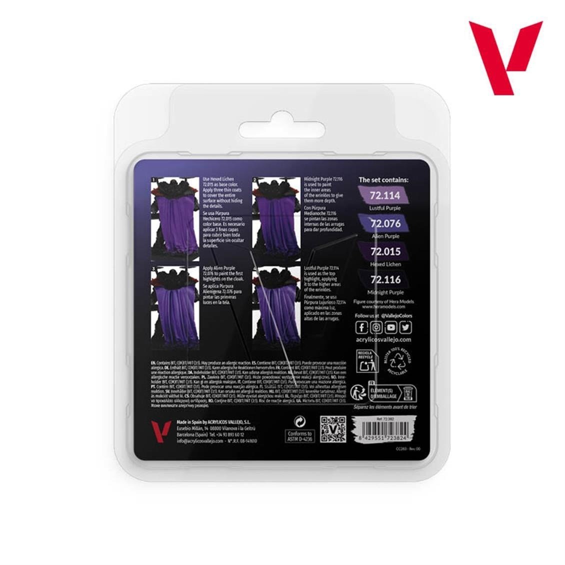 Vallejo 72382 4x18 ml. Purple Color, Game Color Serisi Model Boyası Seti