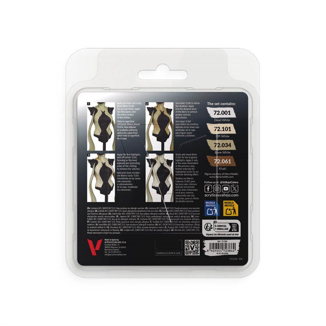 Vallejo 72386 4x18 ml. White Color, Game Color Serisi Model Boyası Seti