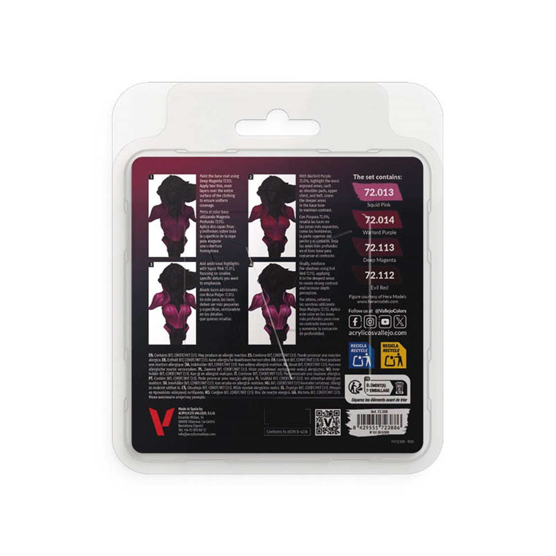 Vallejo 72388 4x18 ml. Magenta Color, Game Color Serisi Model Boyası Seti