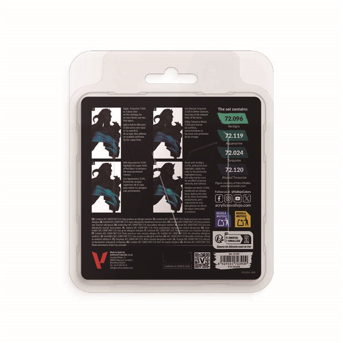 Vallejo 72390 4x18 ml. Turquoise Color, Game Color Serisi Model Boyası Seti