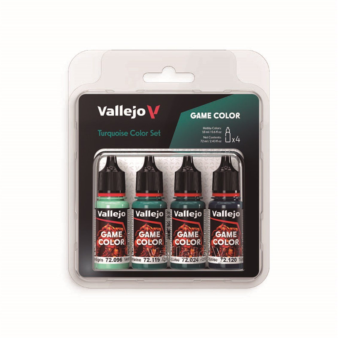 Vallejo 72390 4x18 ml. Turquoise Color, Game Color Serisi Model Boyası Seti
