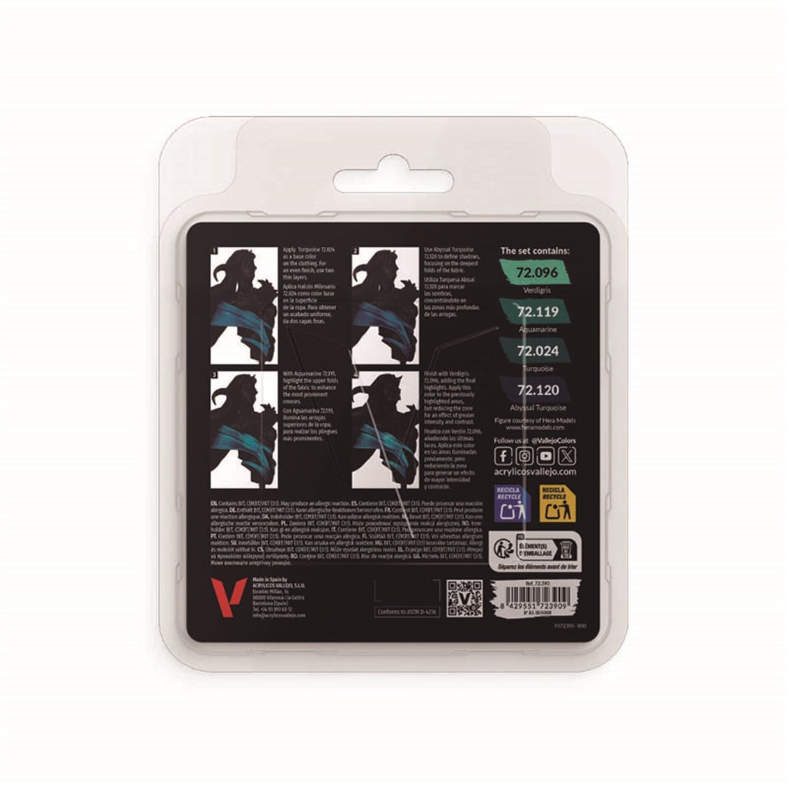Vallejo 72390 4x18 ml. Turquoise Color, Game Color Serisi Model Boyası Seti
