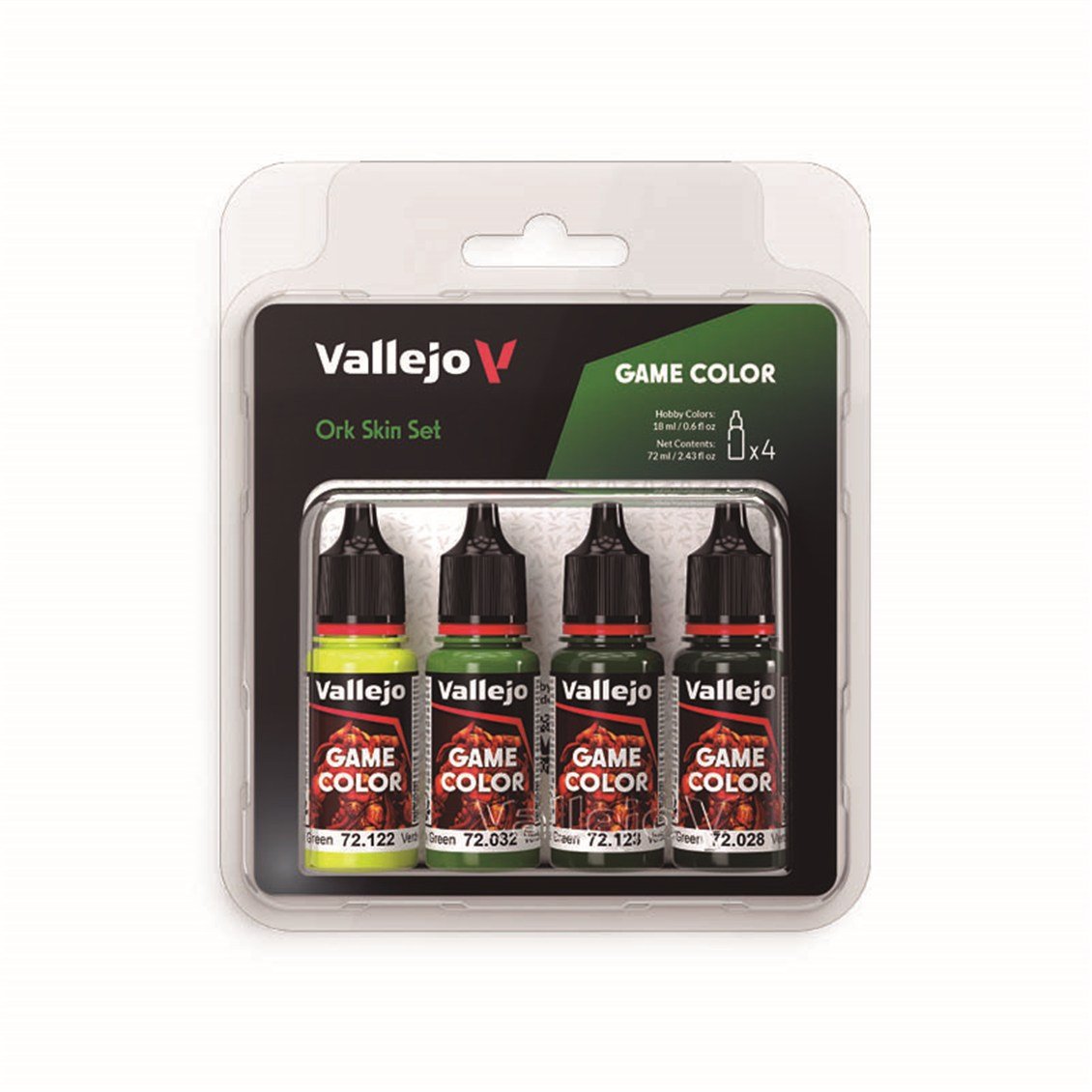 Vallejo 72391 4x18 ml. Ork Skin, Game Color Serisi Model Boyası Seti
