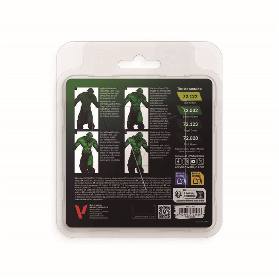 Vallejo 72391 4x18 ml. Ork Skin, Game Color Serisi Model Boyası Seti