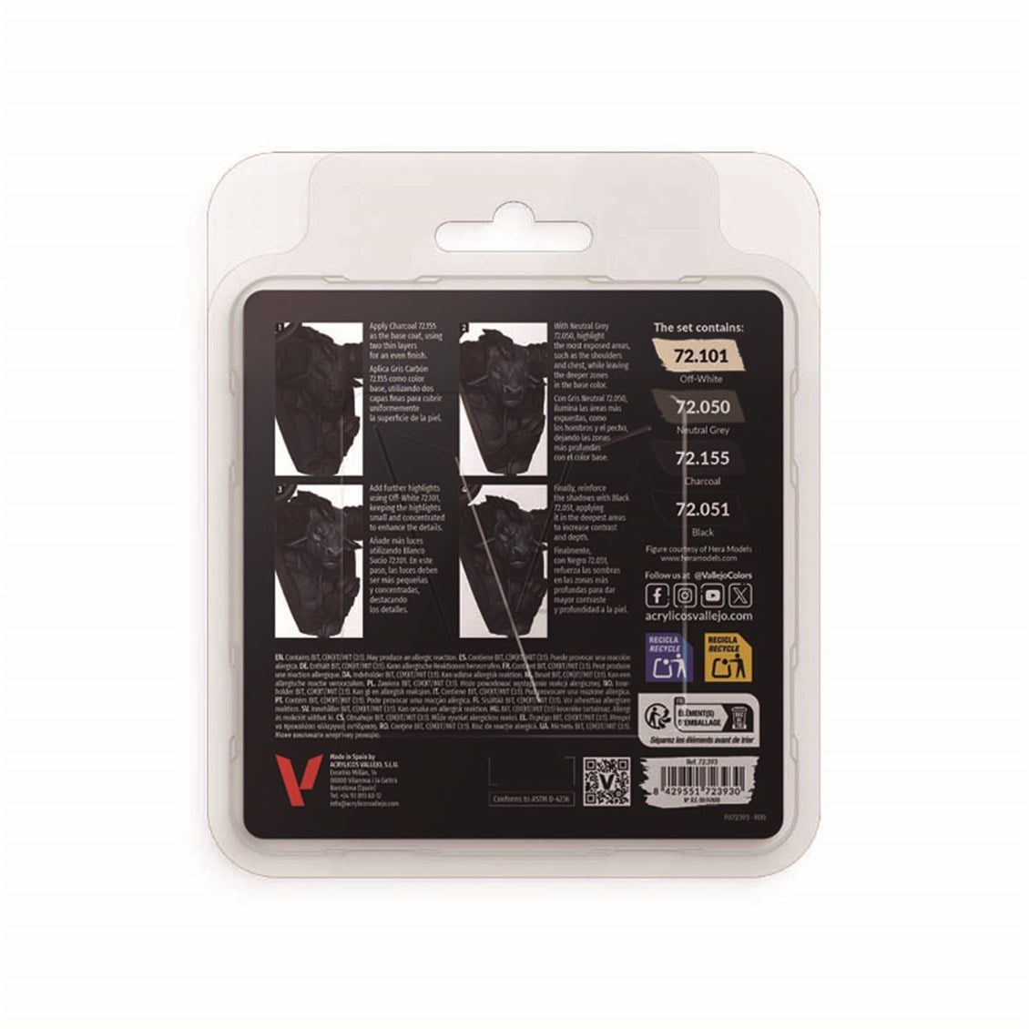 Vallejo 72393 4x18 ml. Black Color, Game Color Serisi Model Boyası Seti