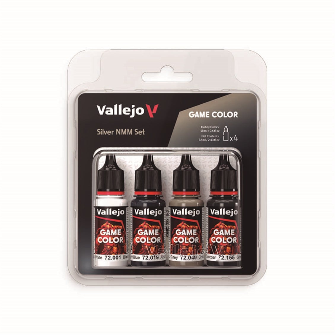 Vallejo 72394 4x18 ml. Silver NMM, Game Color Serisi Model Boyası Seti
