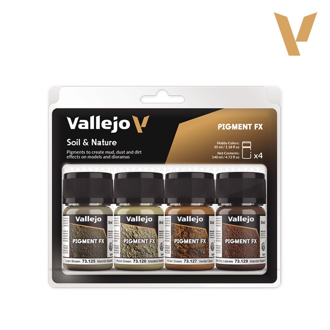 Vallejo 73188 4x35 ml. Soil & Nature, Model Boyası Pigment Seti