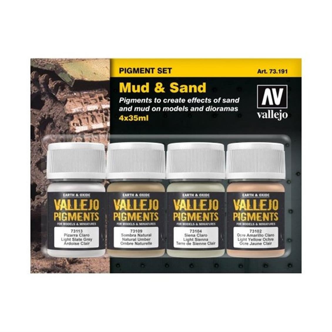 Vallejo 73191 4X35 ml. Mud & Sand, Model Boyası Diorama Seti