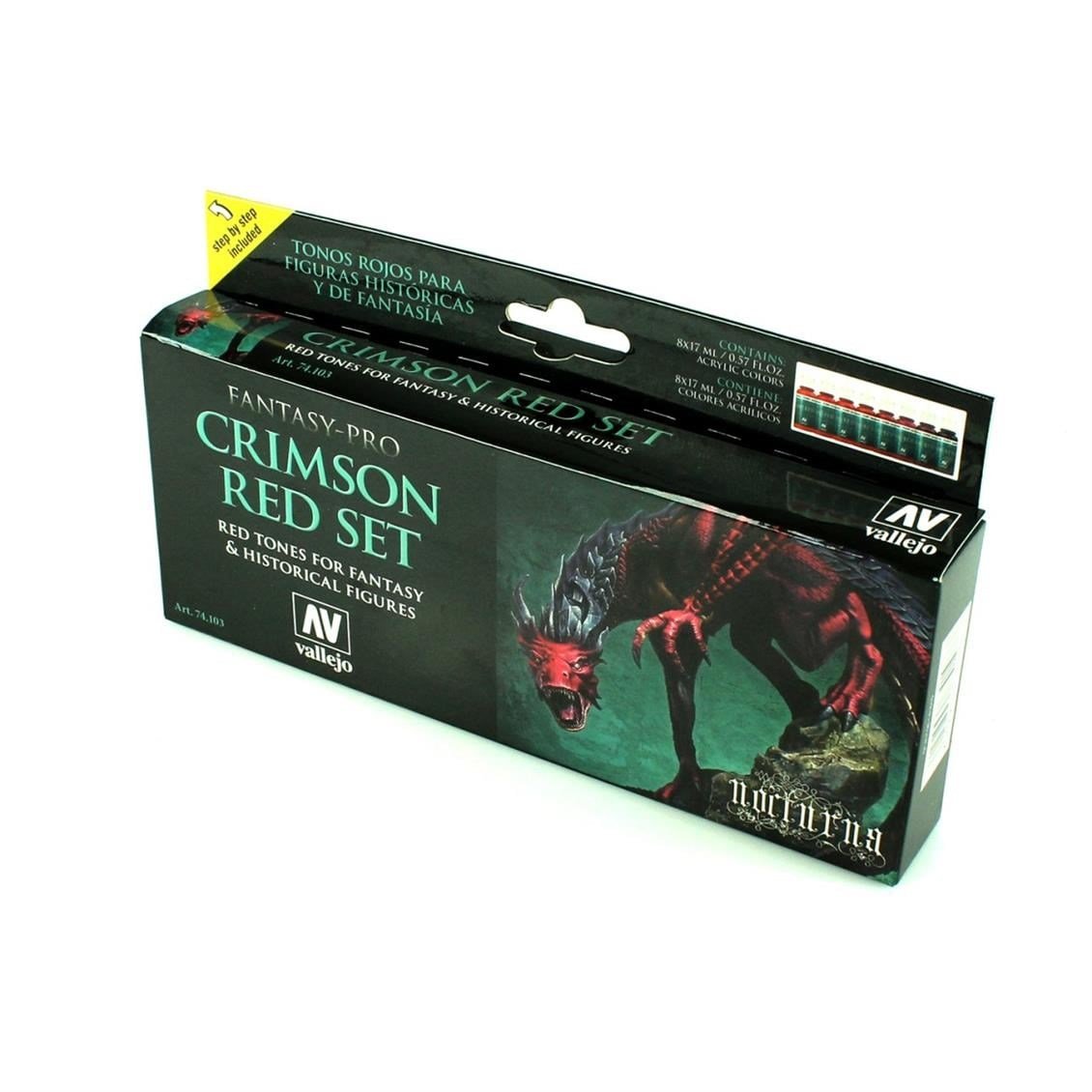 Vallejo 74103 8x18 ml. Crimson Red, Figür Boyası Seti