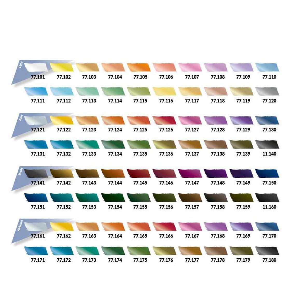 Vallejo 77250 80x18 ml. Çantalı, True Metallic Metal (TMM) Serisi Model Boyası Seti