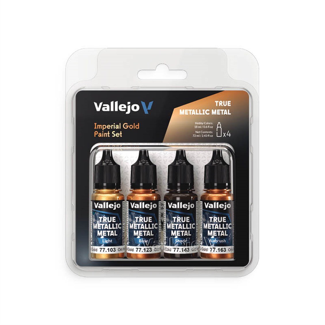 Vallejo 77252 4x18 ml. Imperial Gold, True Metallic Metal (TMM) Serisi Model Boyası Seti