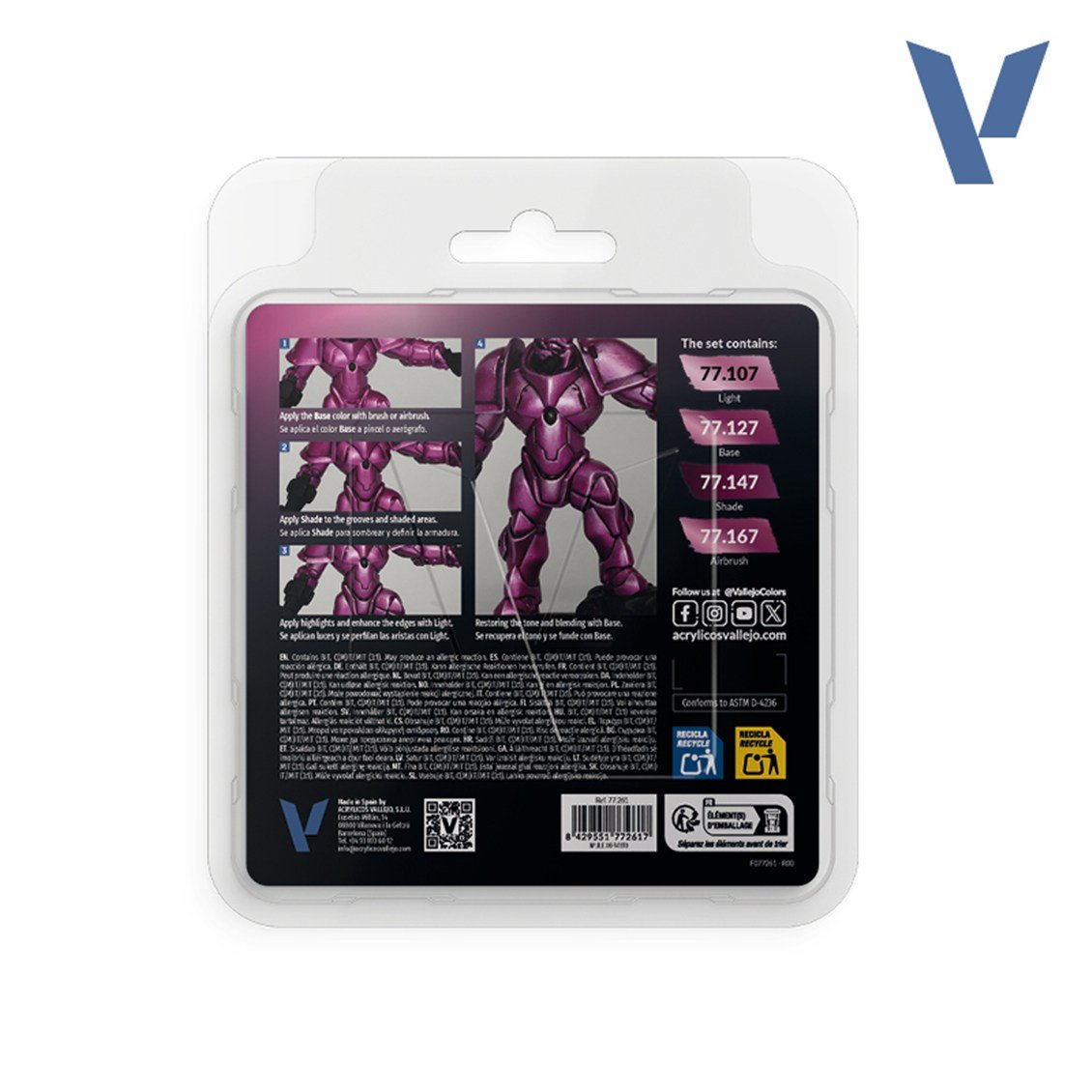 Vallejo 77261 4x18 ml. Crimson Magenta, True Metallic Metal (TMM) Serisi Model Boyası Seti