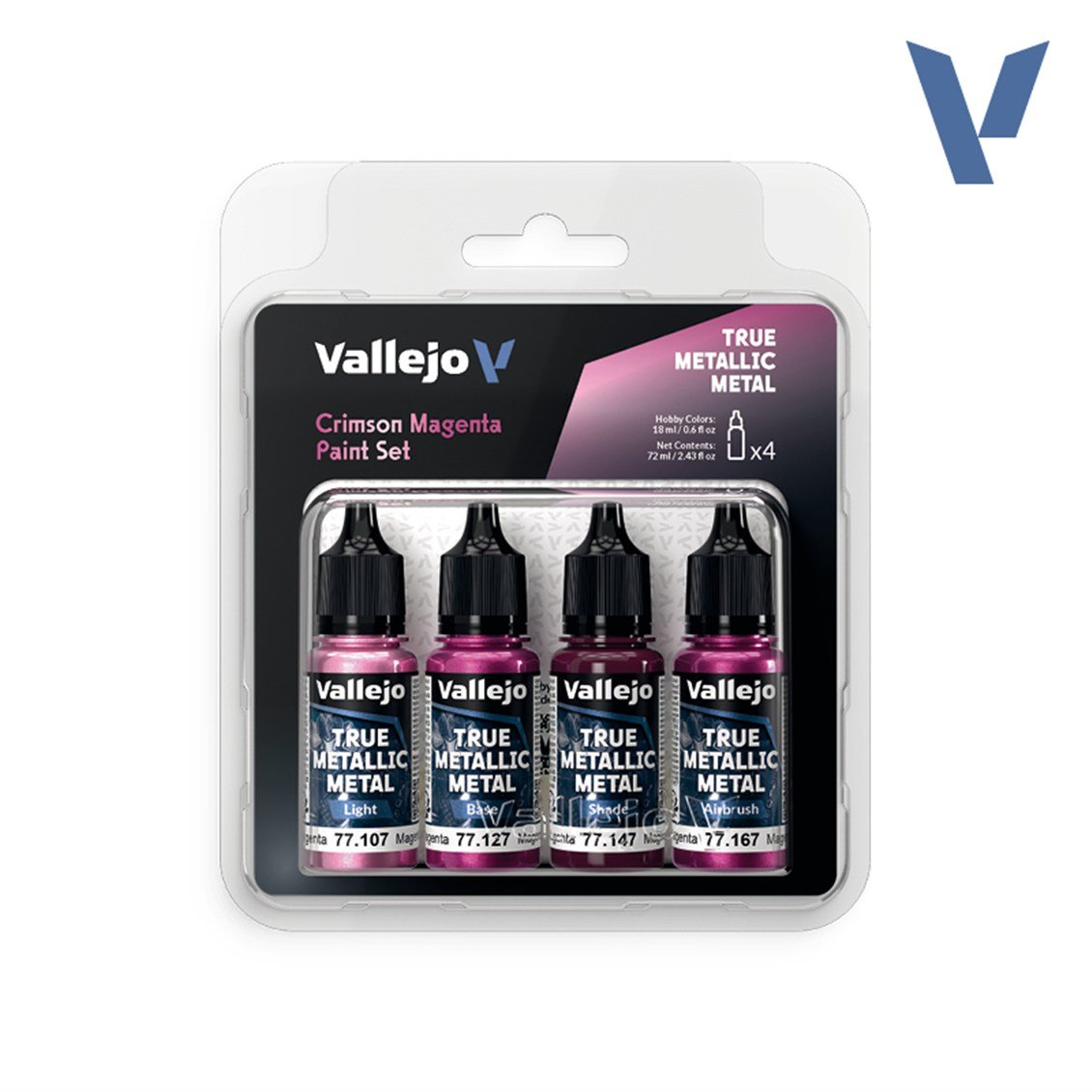 Vallejo 77261 4x18 ml. Crimson Magenta, True Metallic Metal (TMM) Serisi Model Boyası Seti
