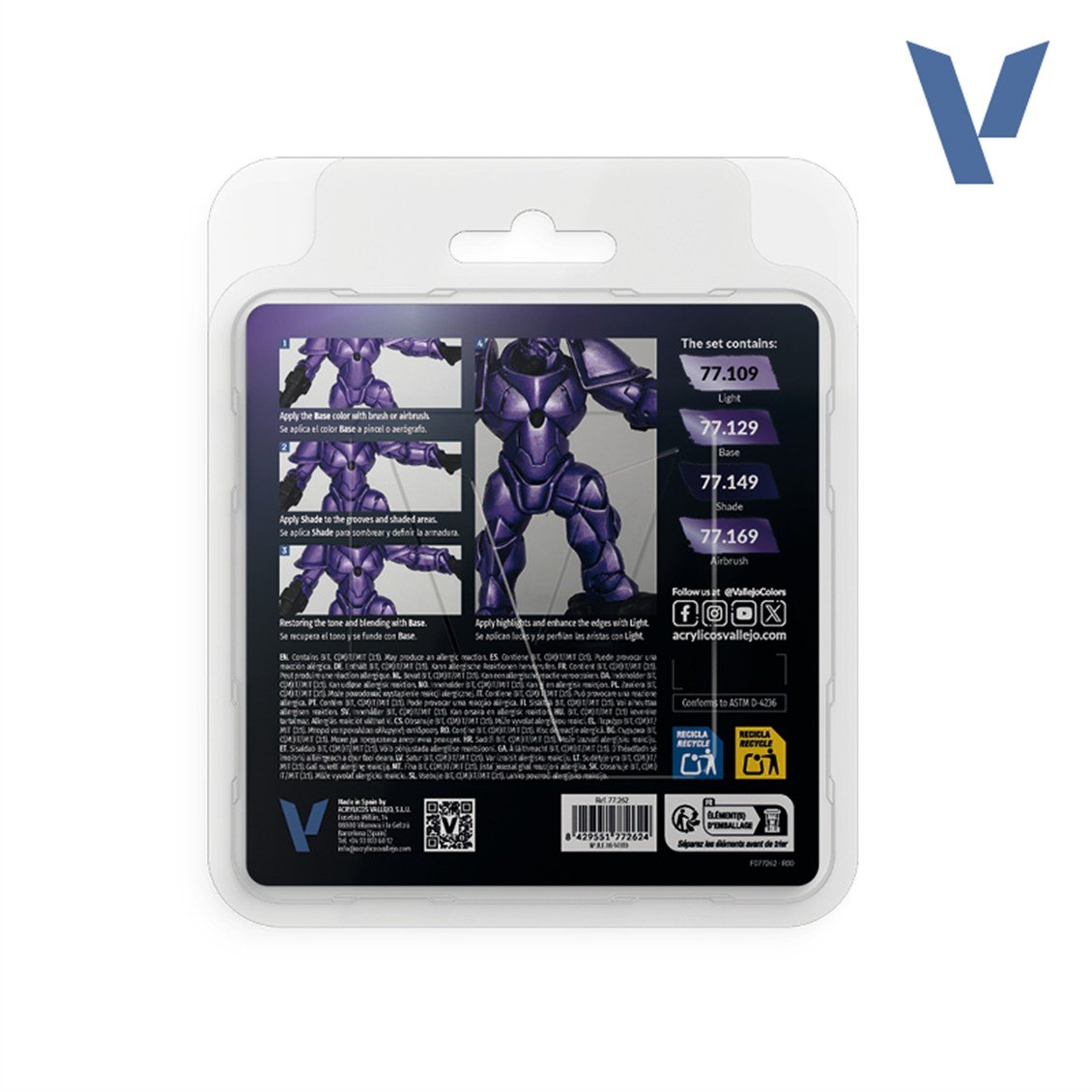Vallejo 77262 4x18 ml. Celestial Violet, True Metallic Metal (TMM) Serisi Model Boyası Seti