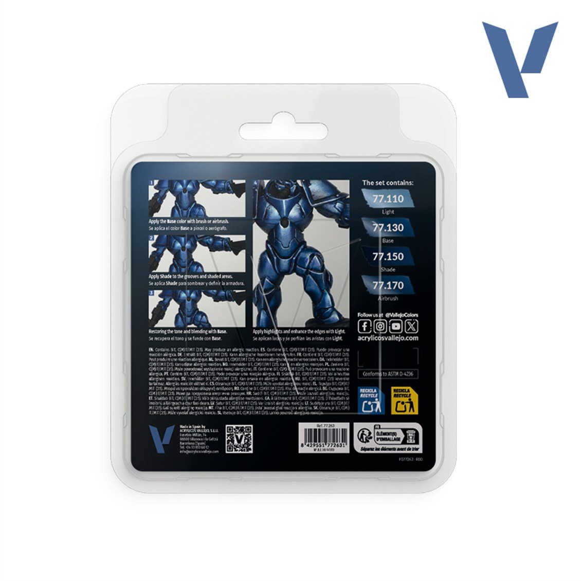 Vallejo 77263 4x18 ml. Ultramarine Blue, True Metallic Metal (TMM) Serisi Model Boyası Seti