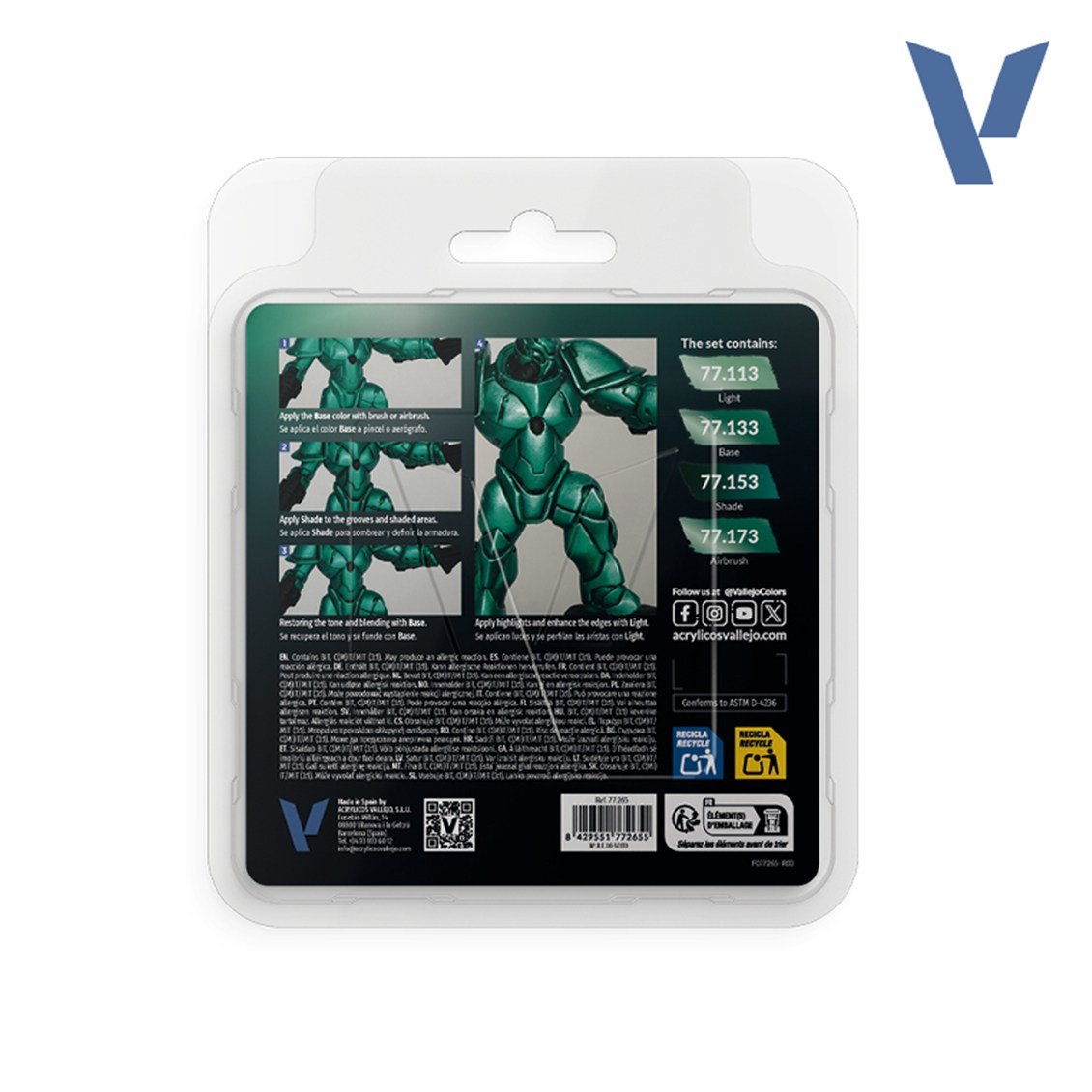 Vallejo 77265 4x18 ml. Beetle Green, True Metallic Metal (TMM) Serisi Model Boyası Seti