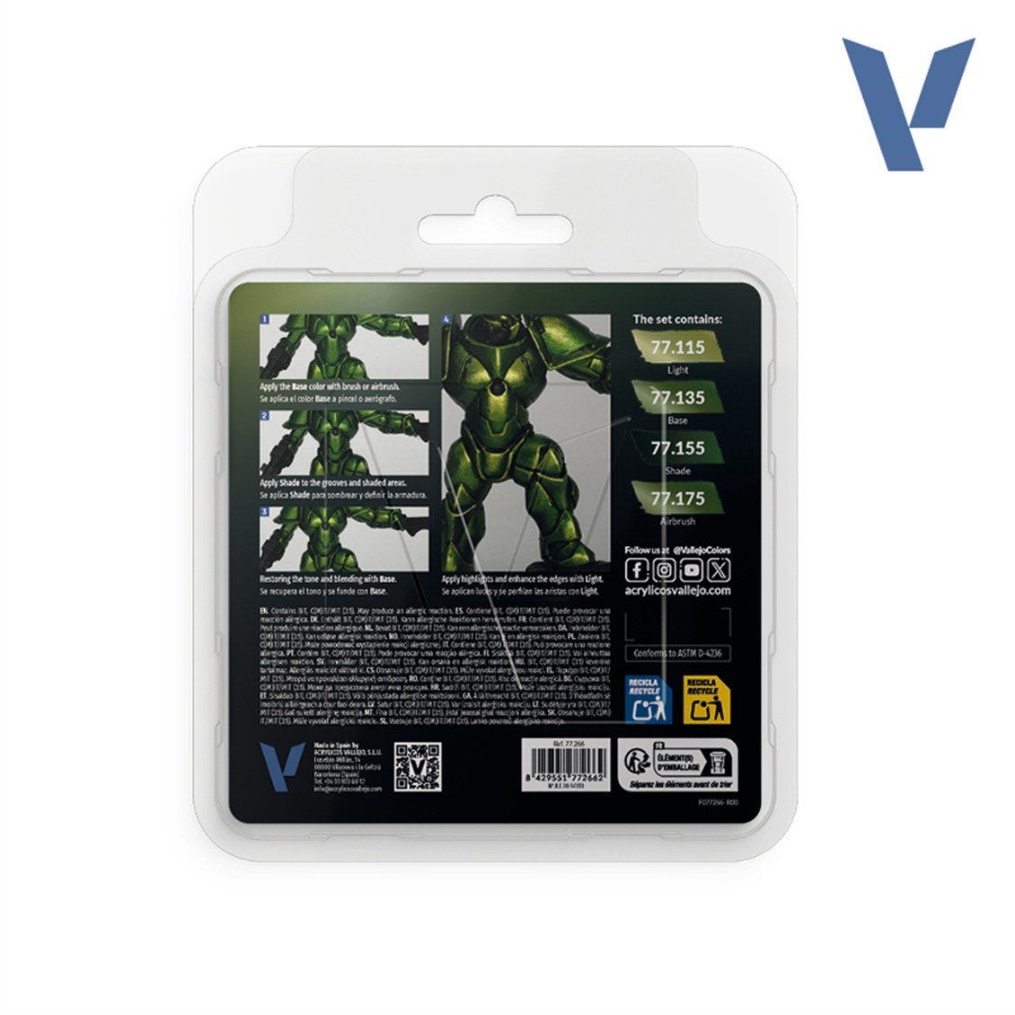 Vallejo 77266 4x18 ml. Amber Green, True Metallic Metal (TMM) Serisi Model Boyası Seti
