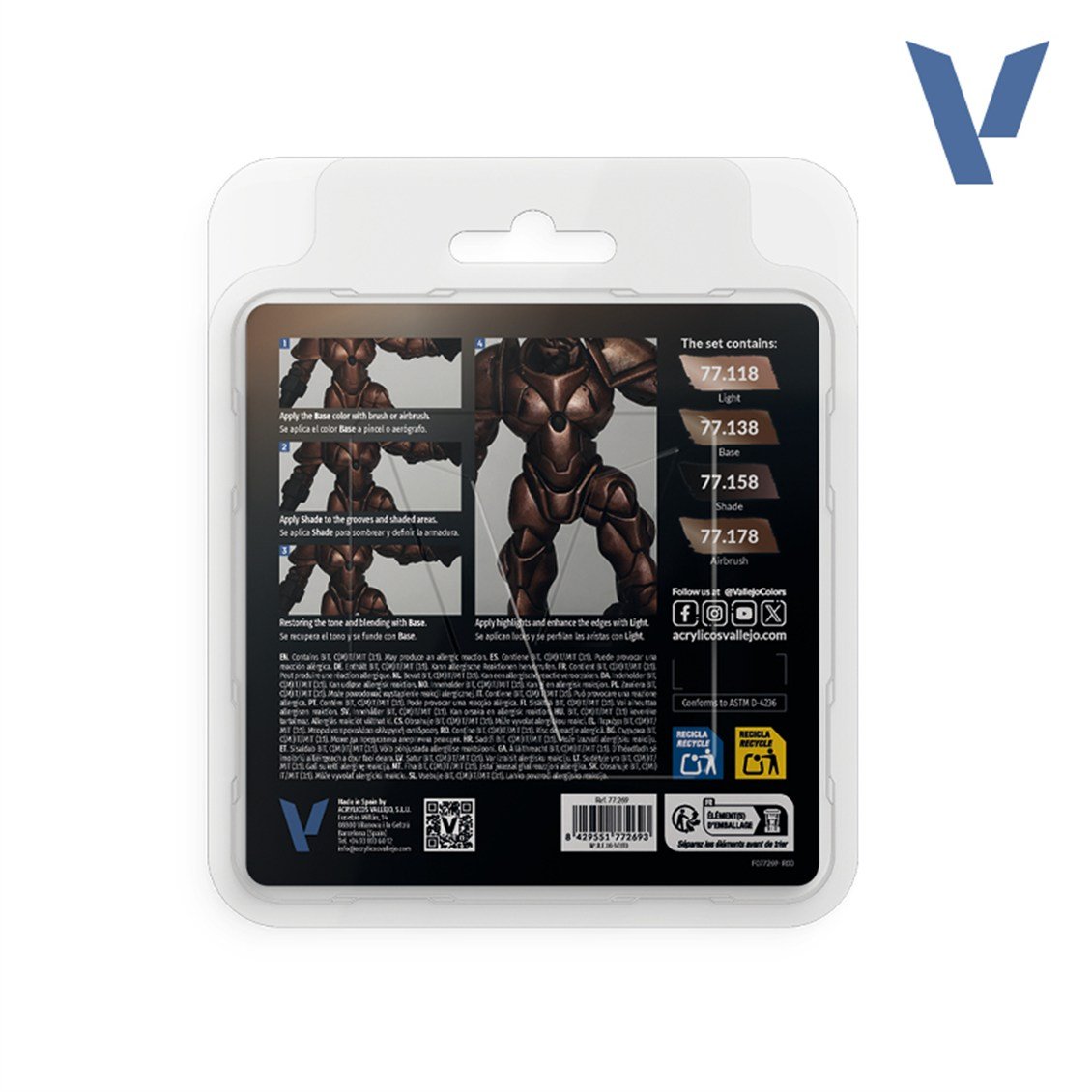 Vallejo 77269 4x18 ml. Rusty Metal, True Metallic Metal (TMM) Serisi Model Boyası Seti