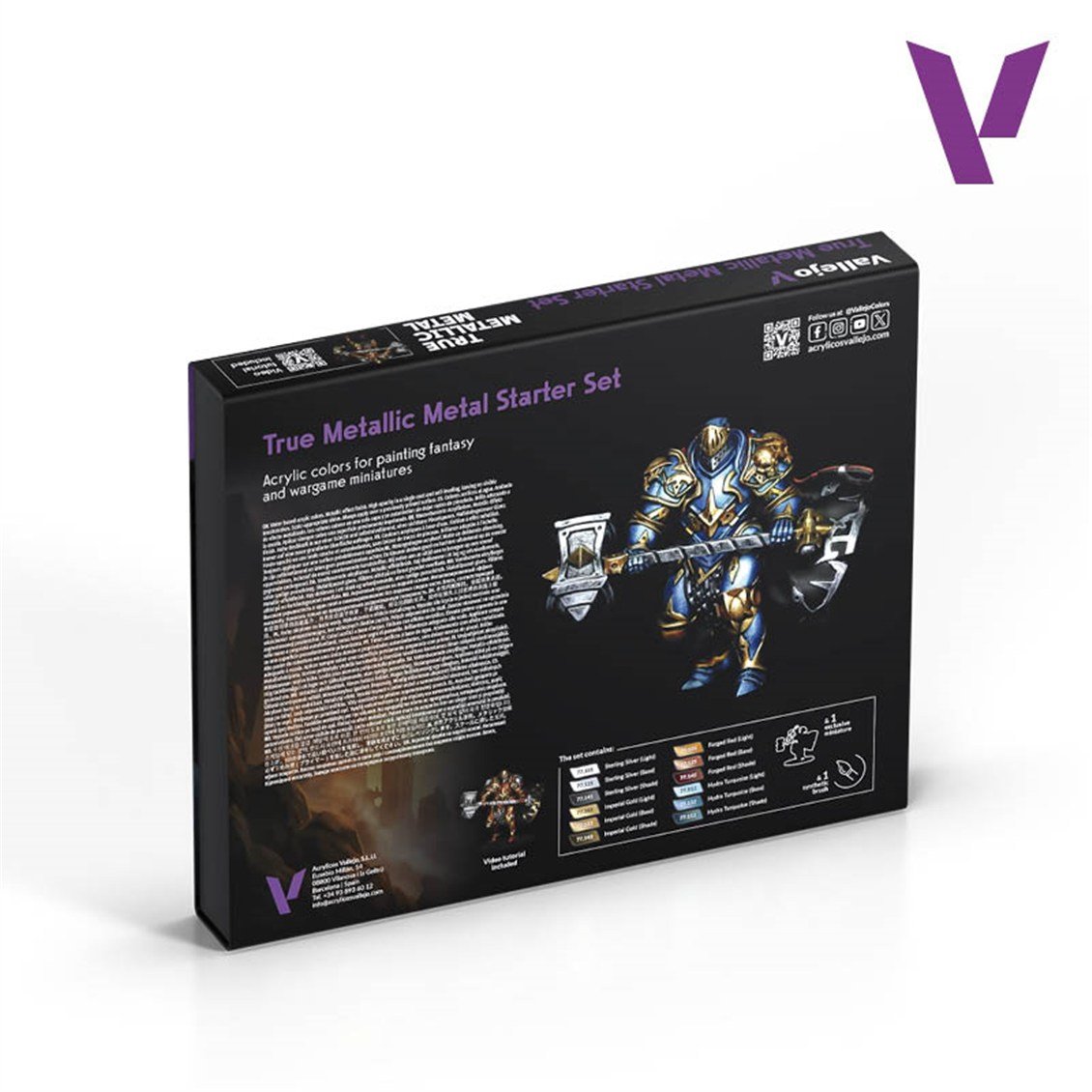Vallejo 77272 12x18 ml. Starter Set, True Metallic Metal (TMM) Serisi Model Boyası Seti