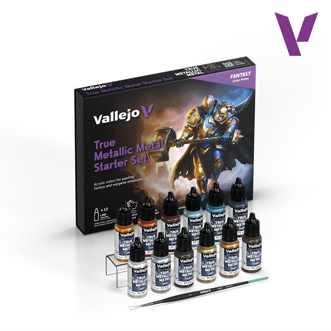 Vallejo 77272 12x18 ml. Starter Set, True Metallic Metal (TMM) Serisi Model Boyası Seti