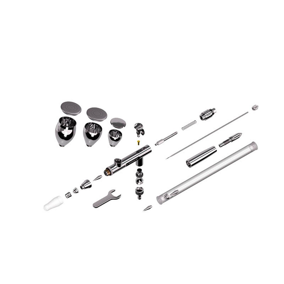 Vallejo 90002 Profinish, Çift Hamleli (Double Action), 0.2 ve 0.3 mm. Memeli, 3ml. 9 ml.ve 15 ml. Hazneli Boya Tabancası