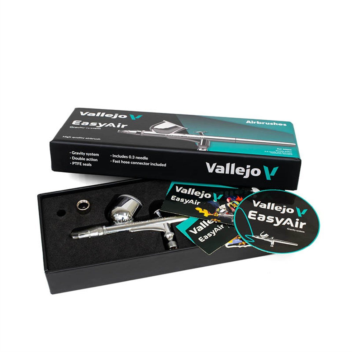 Vallejo 90003 EasyAir, Tekt Hamleli (Single Action),  0.3 mm. Memeli, 9 ml. Hazneli Boya Tabancası