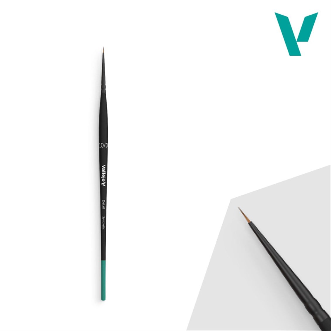 Vallejo B02100 No 10/0 Yuvarlak Uclu, Sentetik Kıllı, Yassı Saplı, Detay Boya Fırçası