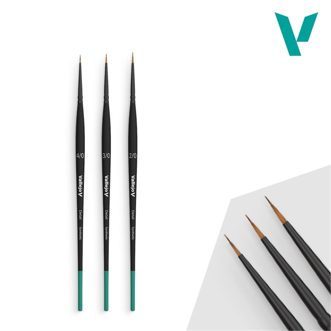 Vallejo B02990 Sentetik Kıllı, 3 Adet (Sizes 4/0, 3/0 & 2/0) Definition Boya Fırçası Seti