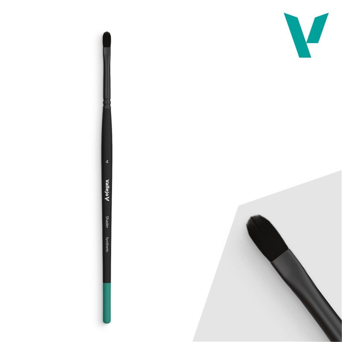 Vallejo B06004 No.4 Yassı Uclu, Sentetik Kıllı, Yassı Saplı, Gölgelendirme Fırçası