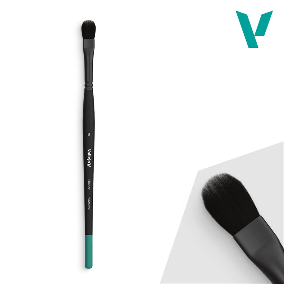 Vallejo B06008 No.8 Yassı Uclu, Sentetik Kıllı, Yassı Saplı, Gölgelendirme Fırçası