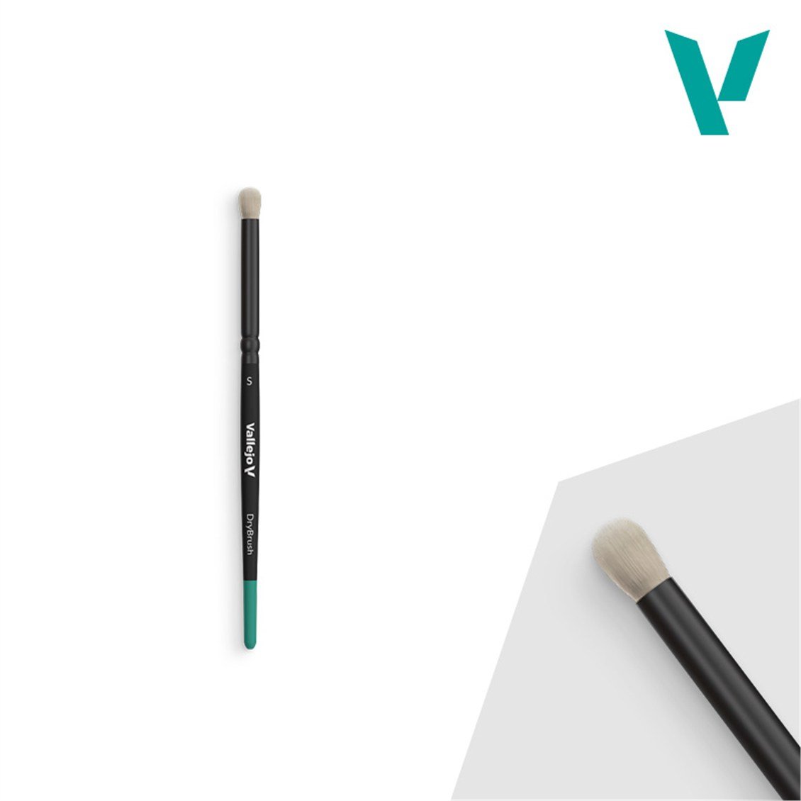 Vallejo B07001 Küçük Uclu, Doğal Saç Kıllı, Yassı Saplı, DryBrush Fırçası