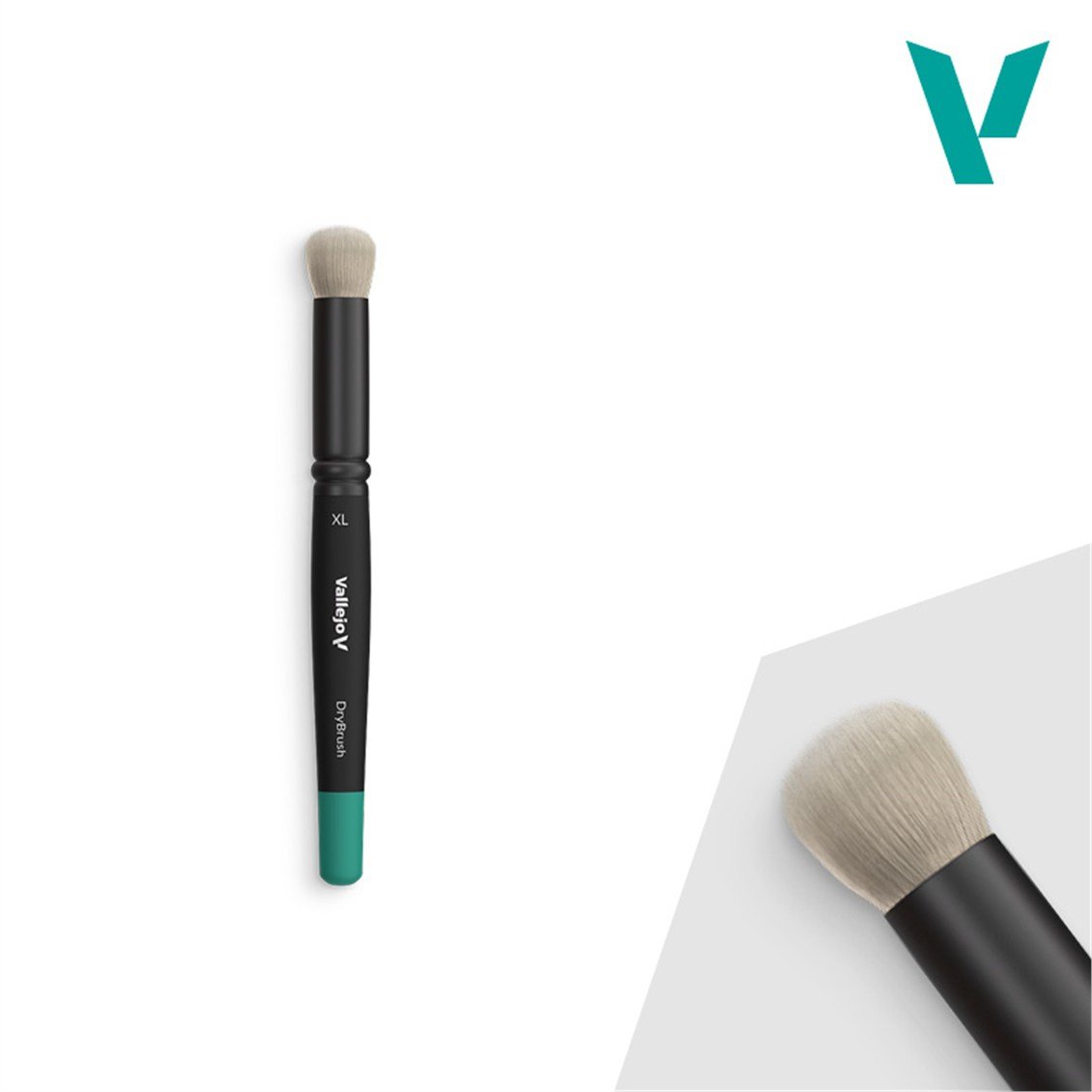 Vallejo B07004 Çok Büyük Uclu, Doğal Saç Kıllı, Yassı Saplı, DryBrush Fırçası