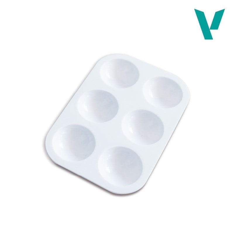 Vallejo HS120 Yuvarlak 6 Hazneli Plastik Boya Paleti, 13x9 cm.