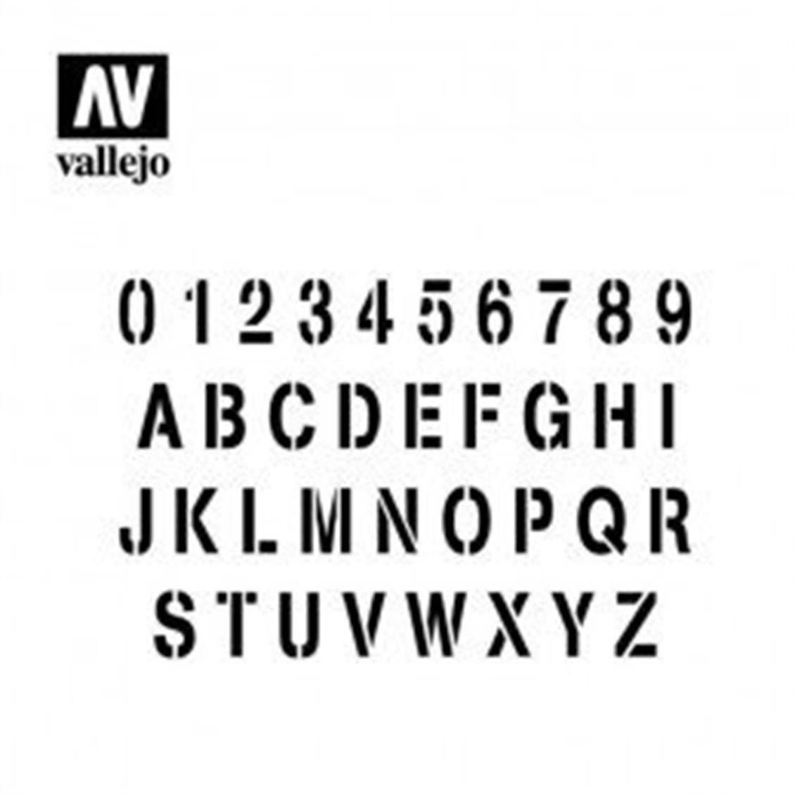 Vallejo ST-LET002 1/35 Rakam ve Harf Şemalı Esnek Boya Şablonu