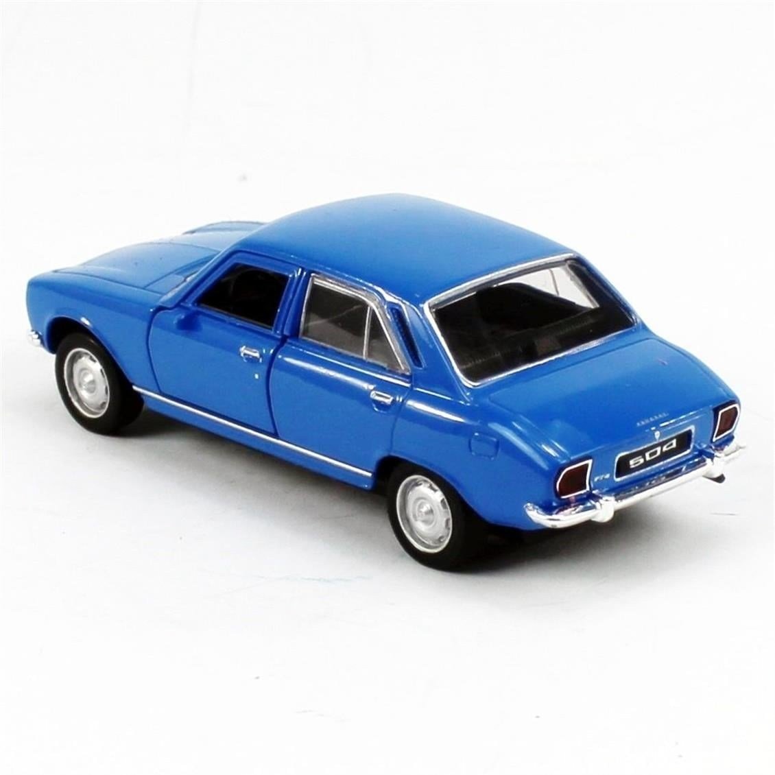 Welly 42394 1/34-1/39 Ölçek, 1975 Peugeot 504, Mavi, Çek-Bırak Mekanizmalı Oyuncak Metal Araba