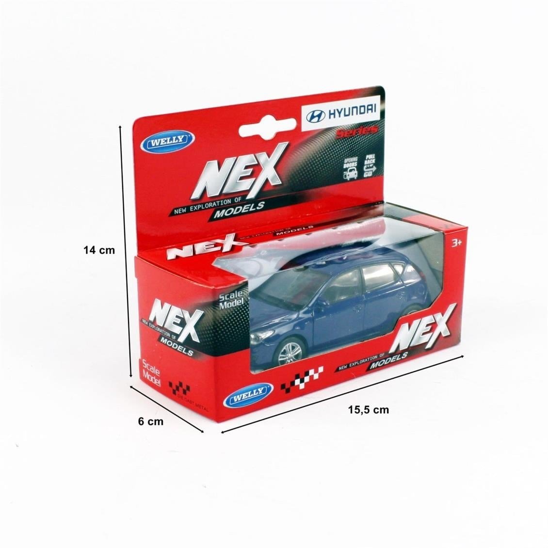 Welly 42394 1/34-1/39 Ölçek, Hyundai i30, Mavi, Çek-Bırak Mekanizmalı Oyuncak Metal Araba