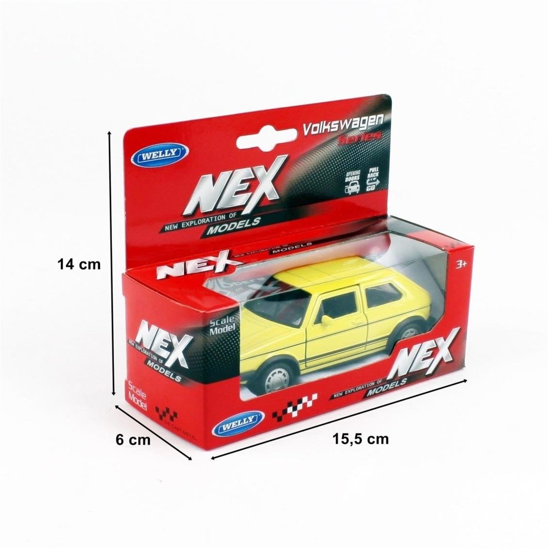 Welly 43610 1/34-1/39 Ölçek, Volkswagen Golf I GTI, Sarı, Çek-Bırak Mekanizmalı Oyuncak Metal Araba