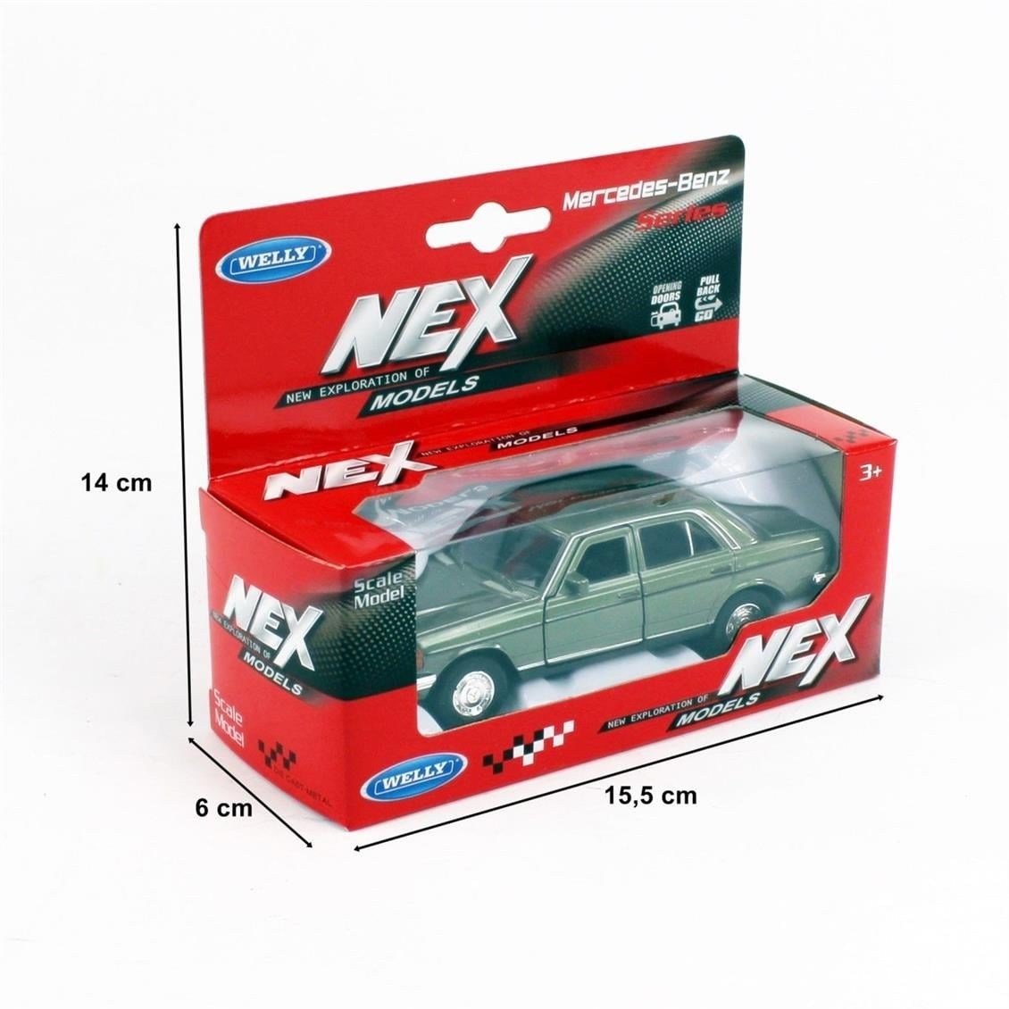 Welly 43681 1/34-1/39 Ölçek, Mercedes Benz E-Class W123, Yeşil, Çek-Bırak Mekanizmalı Oyuncak Metal Araba